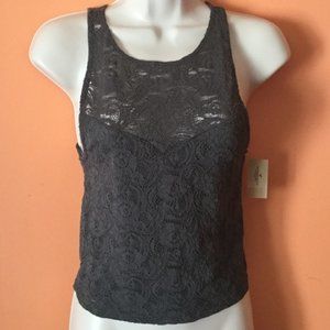 Soft & Sexy Grey Lace Crop Top